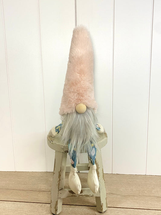 Light pink and blue spring gnome