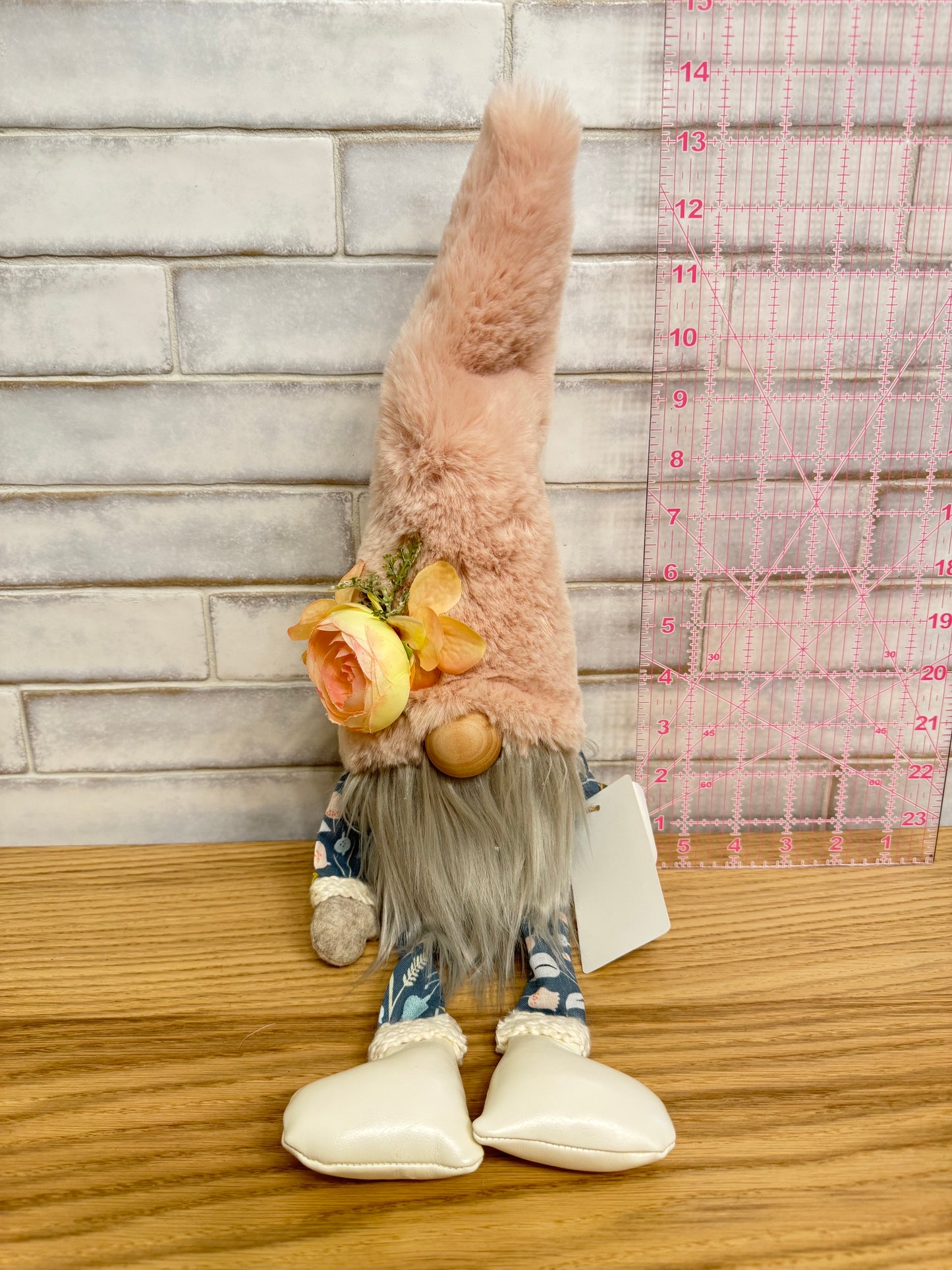 Light pink and blue spring gnome