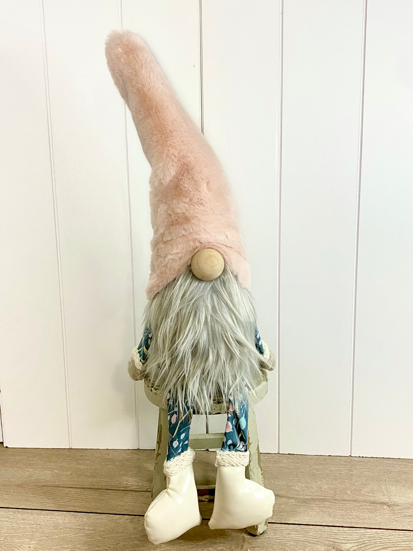 Light pink and blue spring gnome