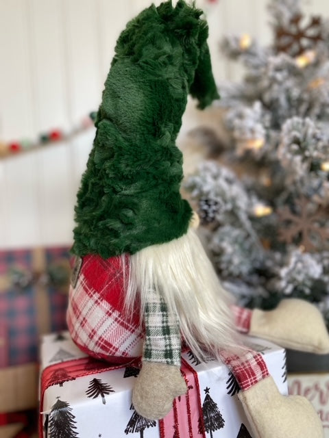 Green Hat Gnome with Red Plaid Body